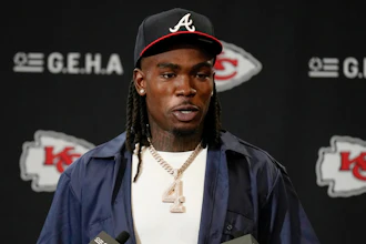 Kansas City Chiefs wide receiver Rashee Rice speaks during a news conference following an NFL football game against the Indianapolis Colts, Nov. 23, 2025, in Kansas City, Mo.
