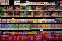 Disposable flavored electronic cigarette devices are displayed for sale at a store in Pinecrest, Fla., June 26, 2023.