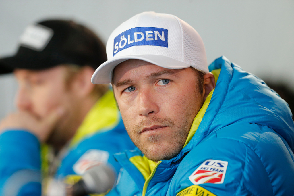 USA men's ski team member and six-time Olympic medalist Bode Miller participates in a news conference at the alpine skiing world championships Feb. 2, 2015, in Beaver Creek, Colo.