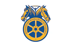 International Brotherhood of Teamsters logo featuring two gold horses and a blue ship's wheel emblem