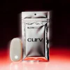 Curv by Bloom silver metallic pouch and white device on red gradient background