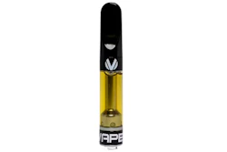 Black and gold vape cartridge with APE branding and white logo design