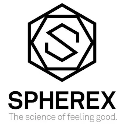 Spherex logo featuring geometric hexagon with interlocking S symbol and tagline 'The science of feeling good'